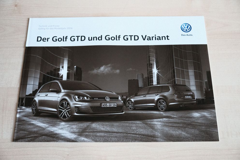 VW Golf VII GTD + Variant - Preisliste & Extras - Prospekt 10/2015