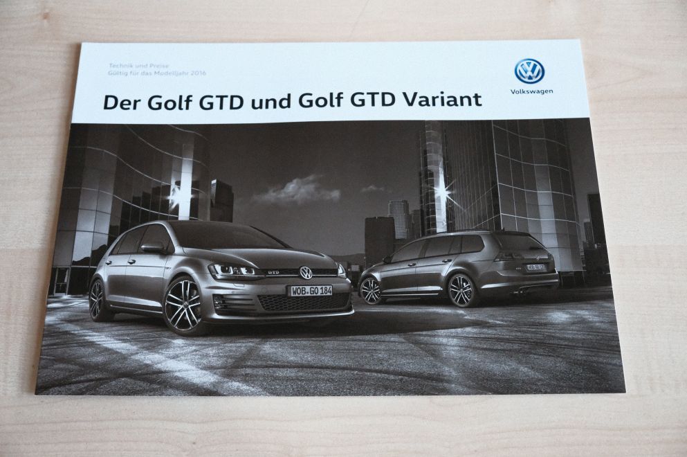 VW Golf VII GTD + Variant - Preisliste & Extras - Prospekt 02/2016