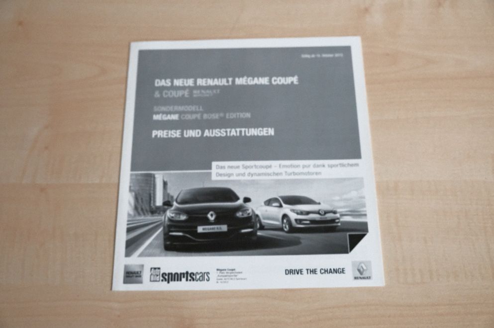 Renault Megane Coupe + R.S. - Preisliste & Extras - Prospekt 10/2013