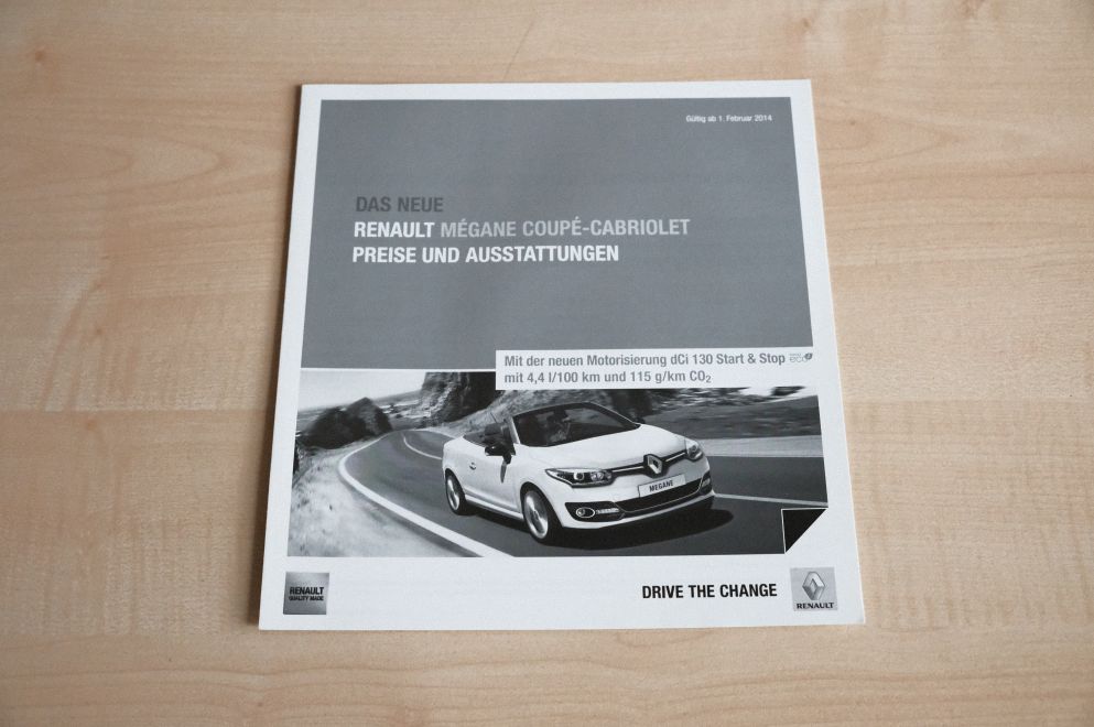 Renault Megane CC - Preisliste & Extras - Prospekt 02/2014