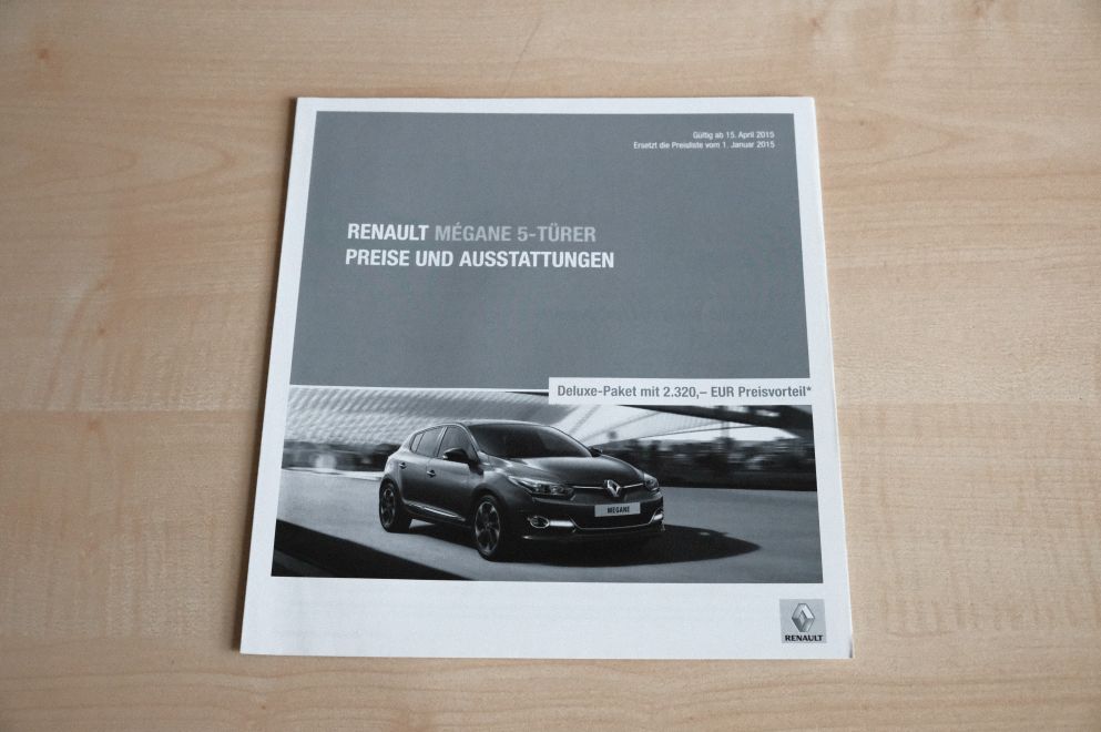 Renault Megane - Preisliste & Extras - Prospekt 04/2015