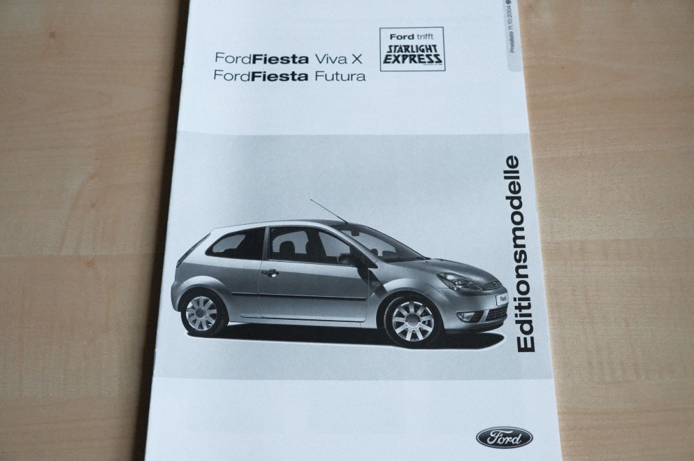 Ford Fiesta - Viva X Futura - Preisliste & Extras - Prospekt 10/2004