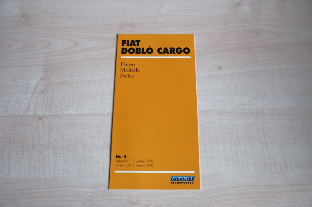 Fiat Doblo Cargo - Preisliste & Extras - Prospekt 01/2002