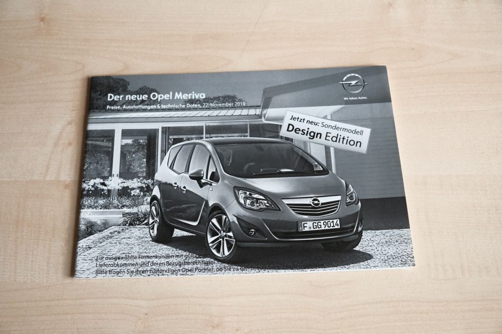 Opel Meriva - Preisliste & Extras - Prospekt 11/2010