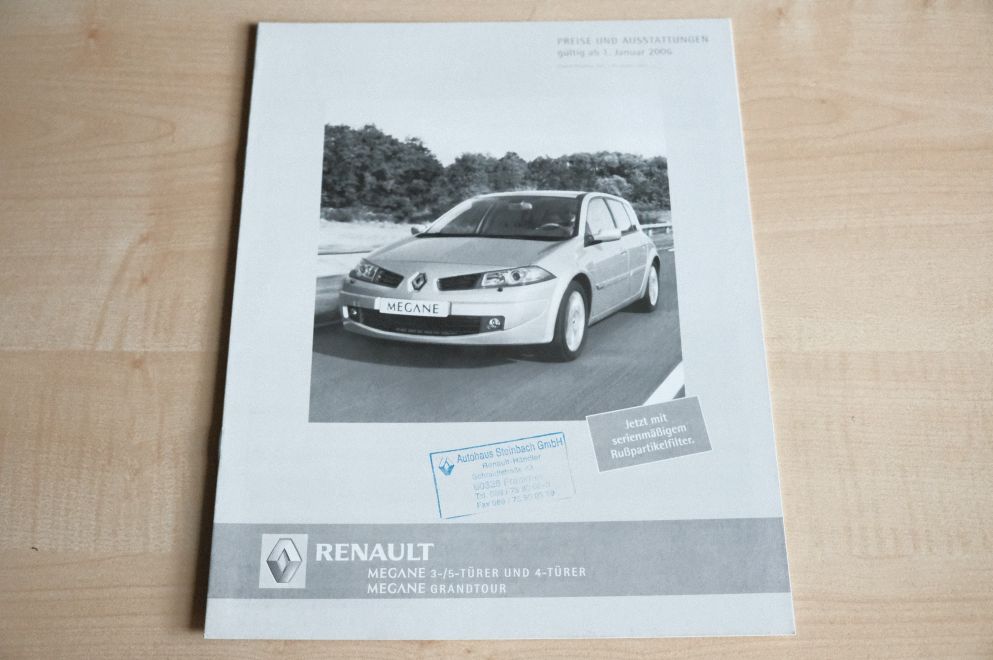 Renault Megane + Grandtour - Preisliste & Extras - Prospekt 01/2006