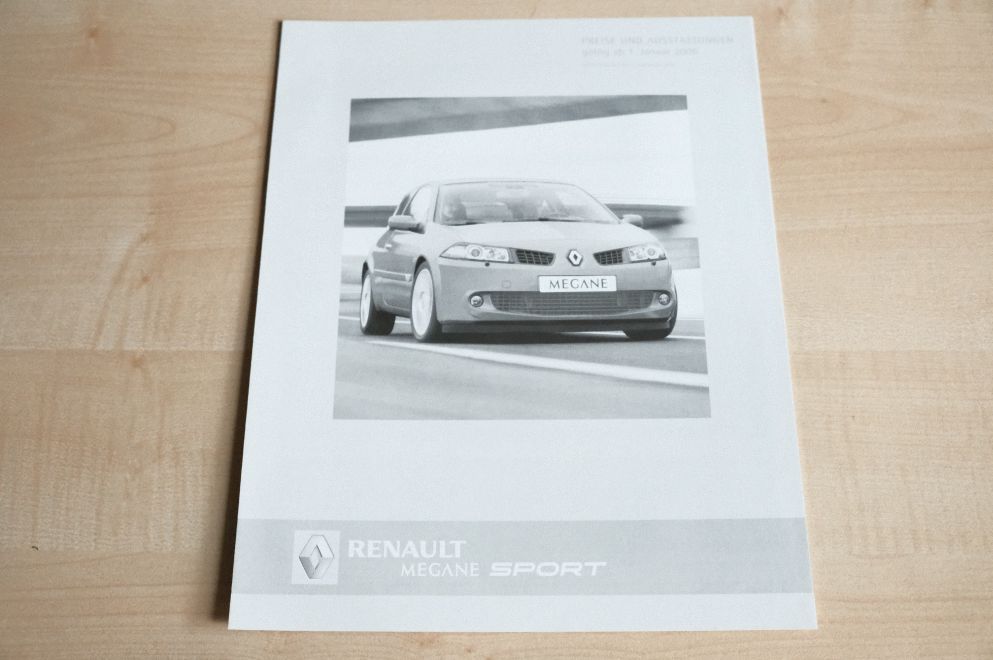 Renault Megane RS 224PS - Preisliste & Extras - Prospekt 01/2006