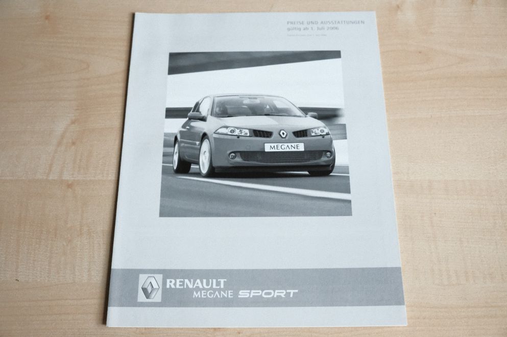 Renault Megane RS 224PS - Preisliste & Extras - Prospekt 07/2006