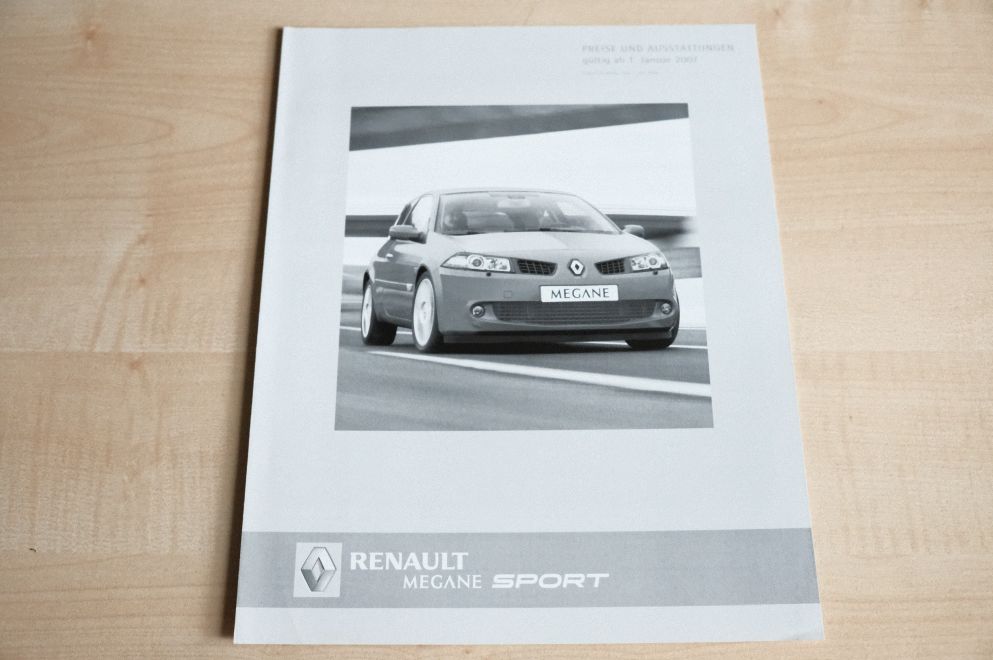 Renault Megane RS 224PS - Preisliste & Extras - Prospekt 01/2007