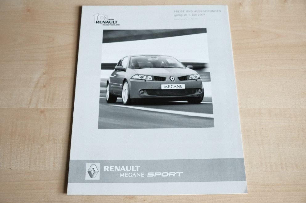 Renault Megane RS 224PS + dCi - Preisliste & Extras - Prospekt 07/2007