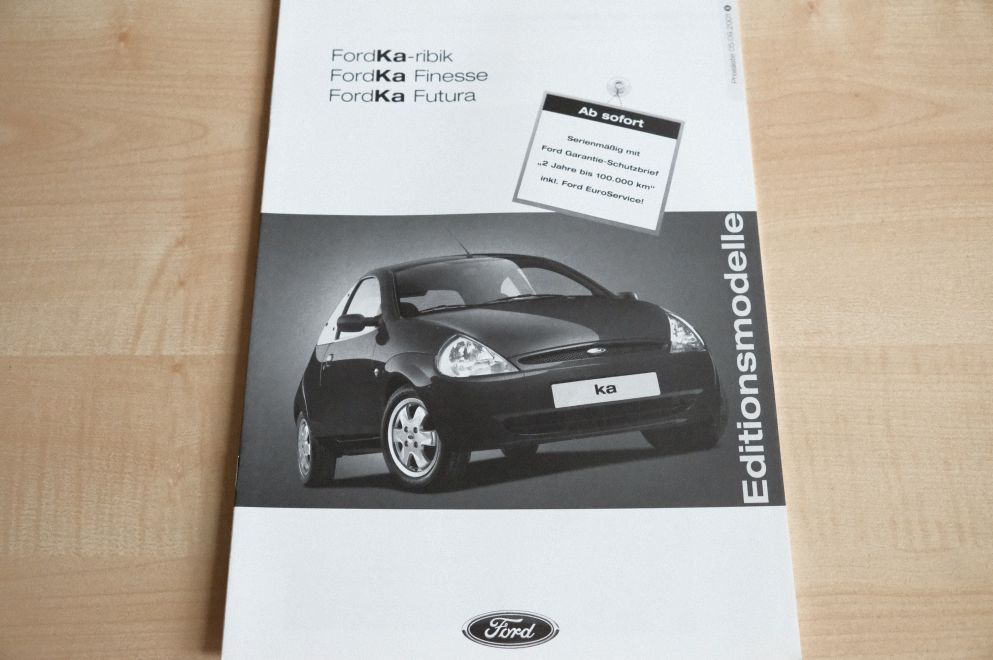 Ford Ka - Finesse Futura Karibik - Preisliste & Extras - Prospekt 09/2001