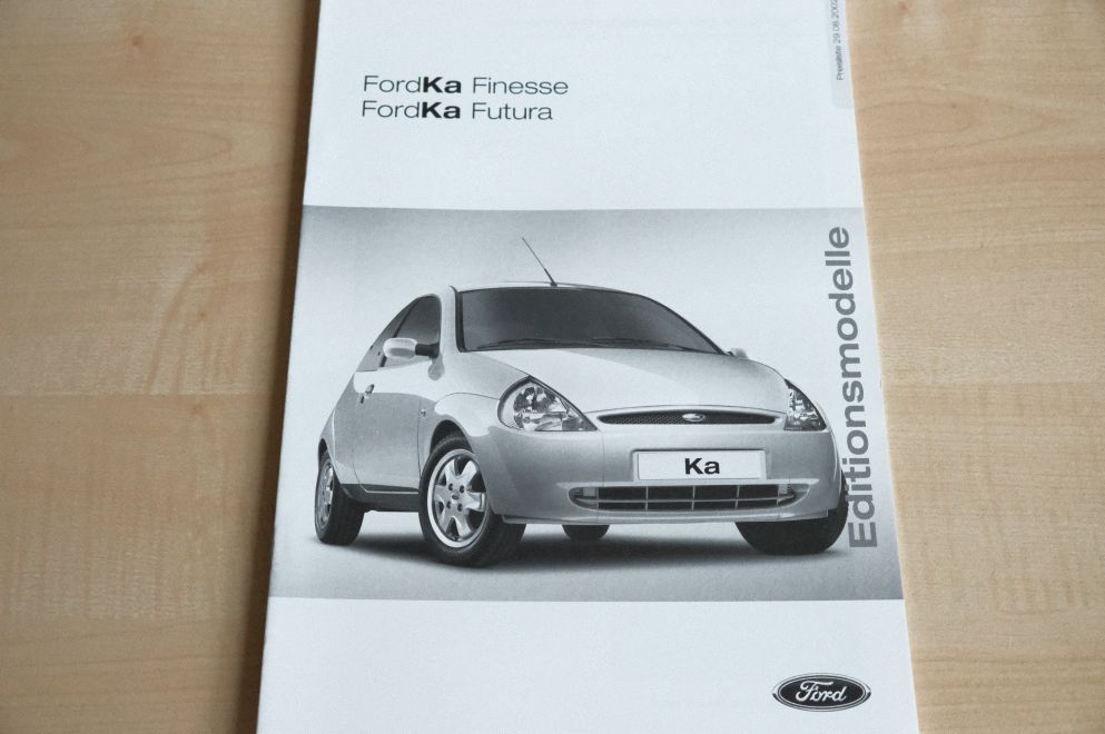 Ford Ka - Finesse Futura - Preisliste & Extras - Prospekt 08/2002