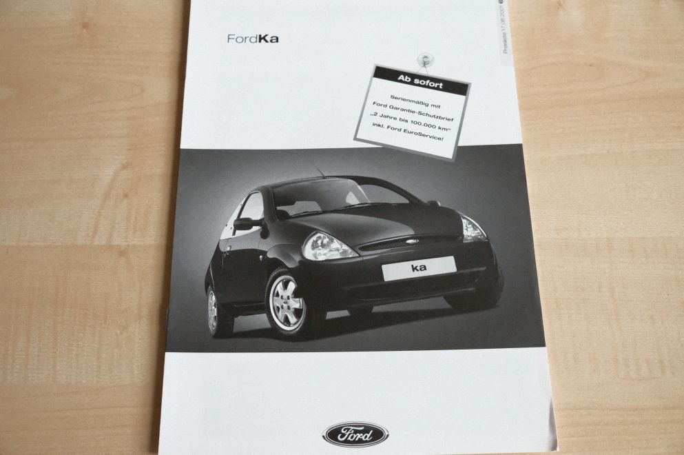Ford Ka - Preisliste & Extras - Prospekt 08/2001