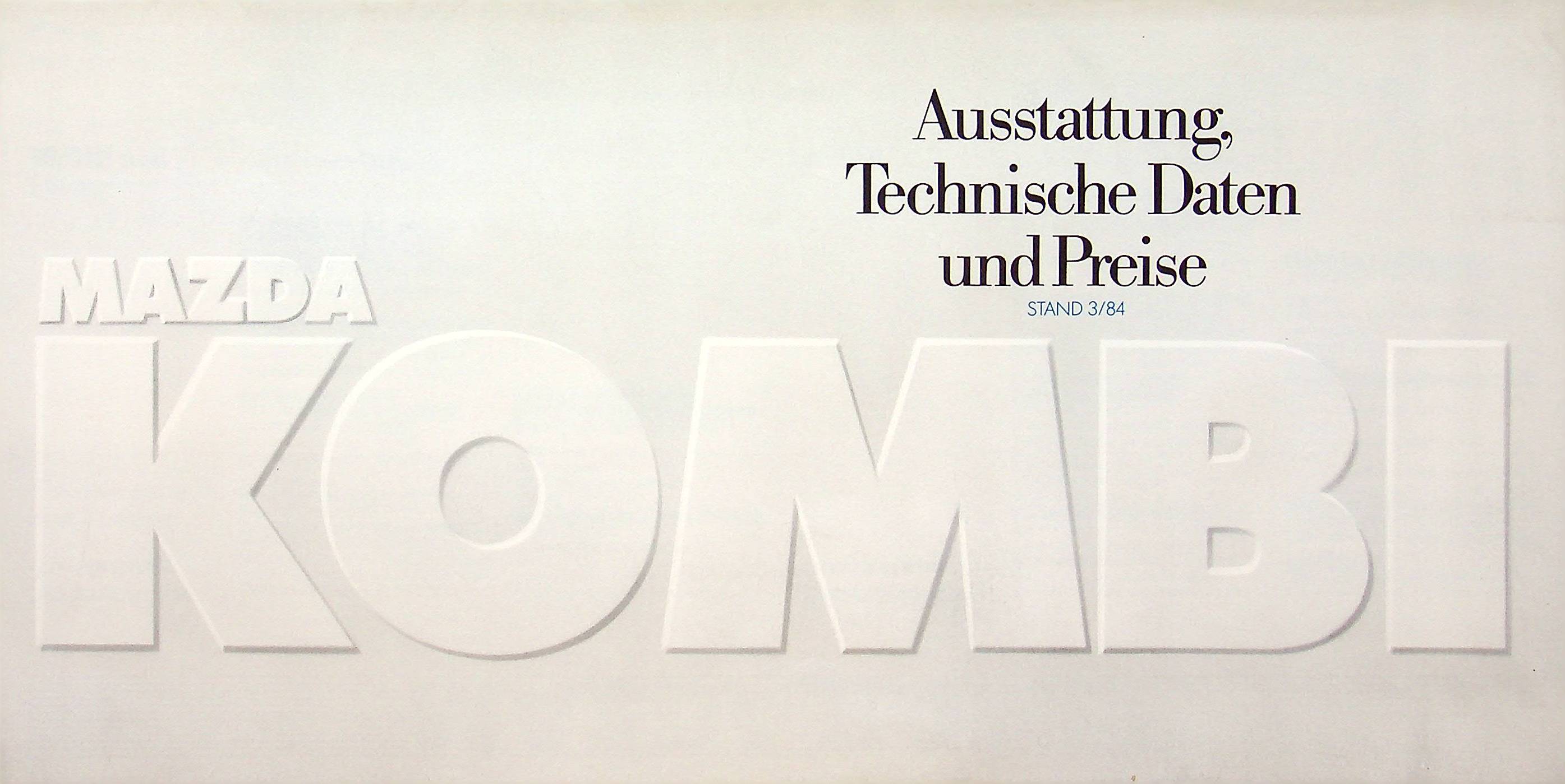 Mazda 323 929 Kombi - Preisliste & Extras - Prospekt 03/1984