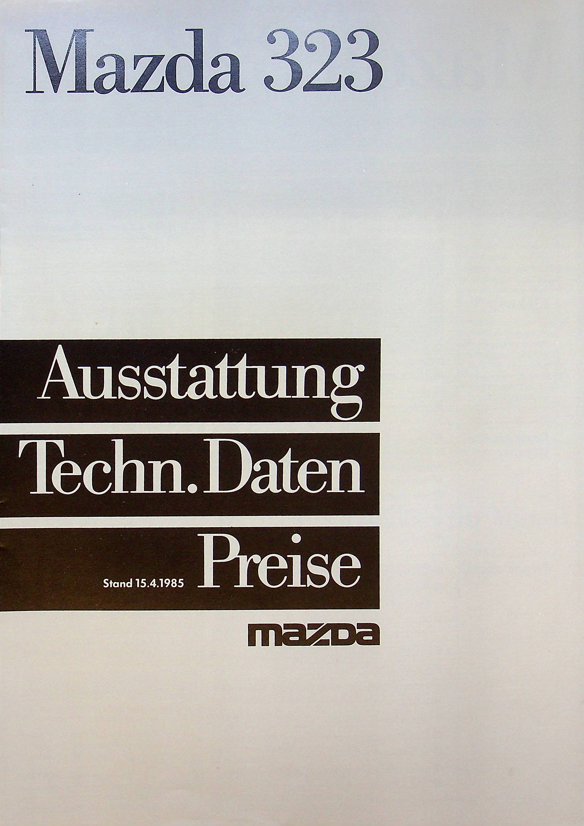 Mazda 323 - Preisliste & Extras - Prospekt 04/1985