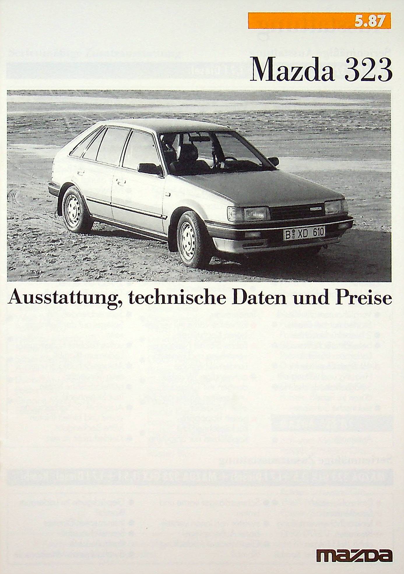 Mazda 323 - Preisliste & Extras - Prospekt 05/1987