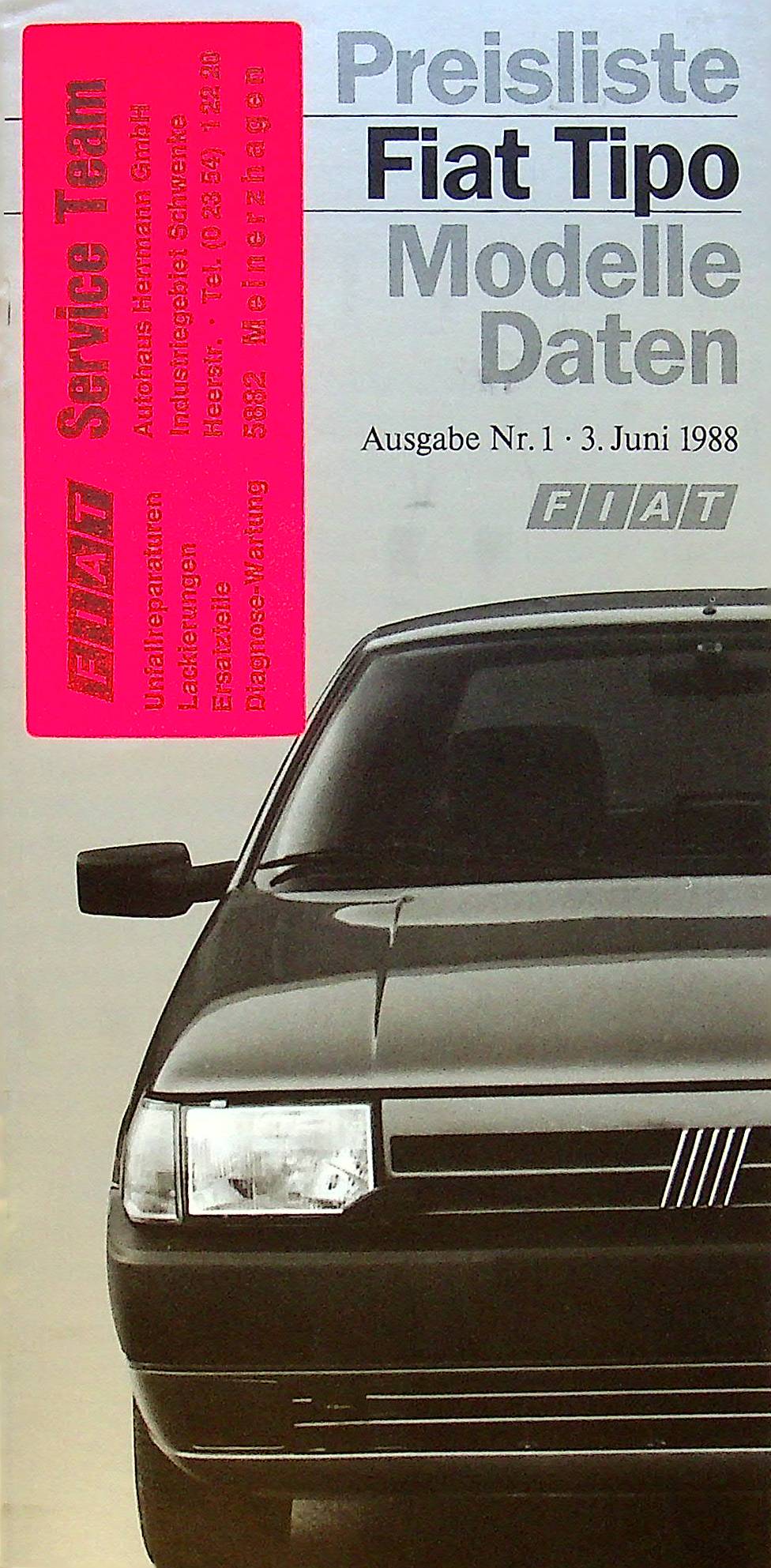 Fiat Tipo - Preisliste & Extras - Prospekt 06/1988