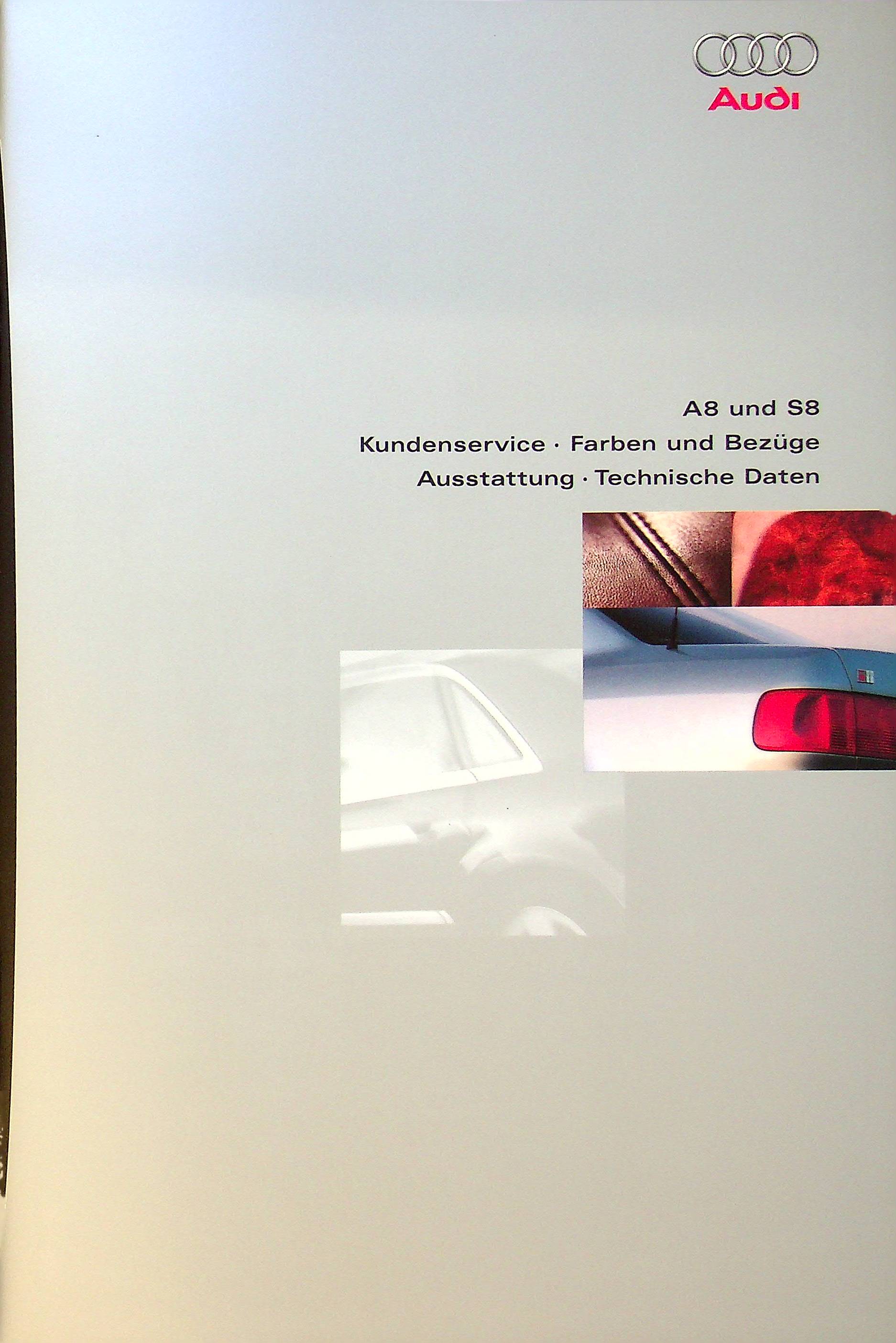 Audi A8 S8 - Farben & Polster & technische Daten - Prospekt 07/1996