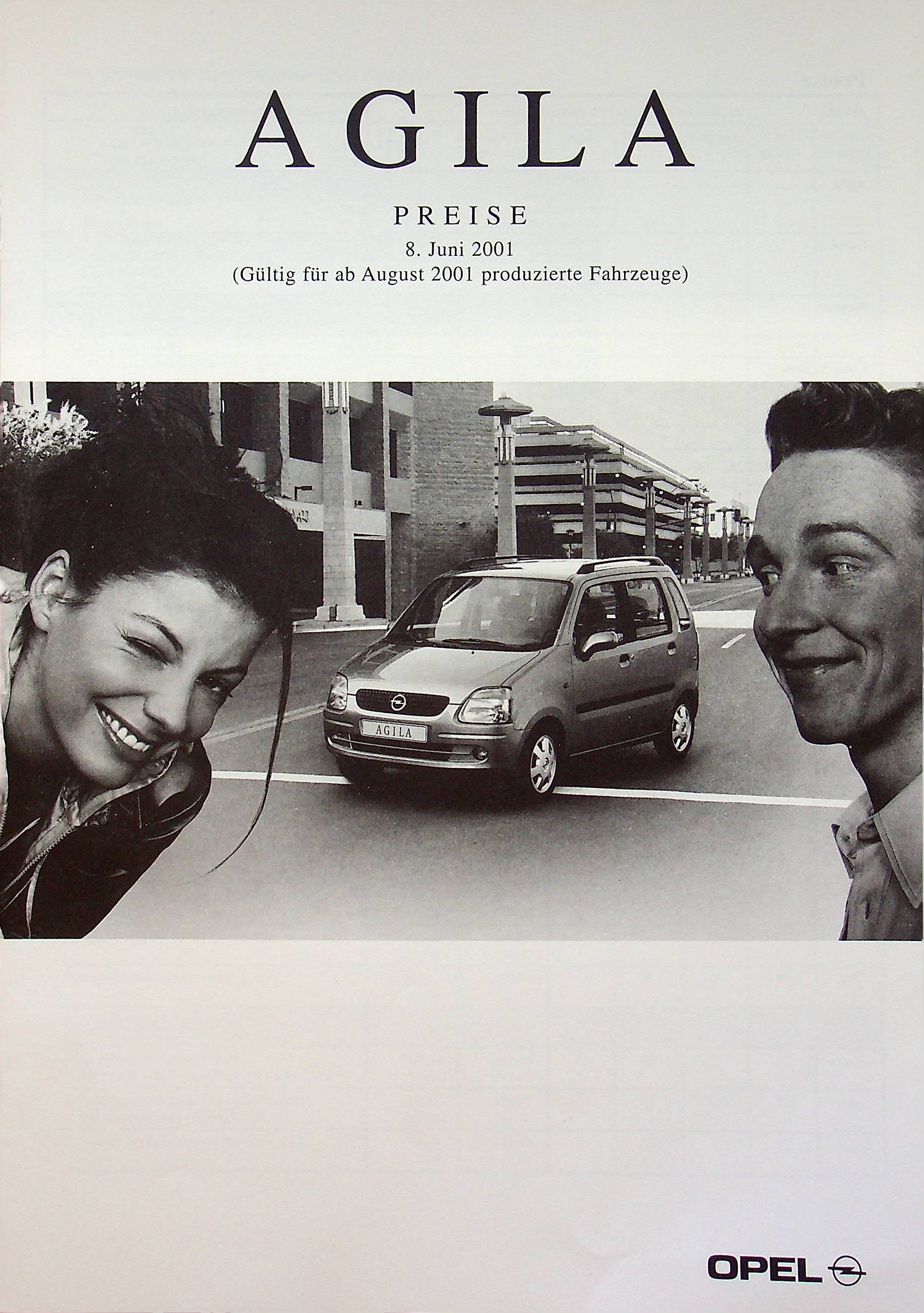 Opel Agila - Preisliste & Extras - Prospekt 06/2001