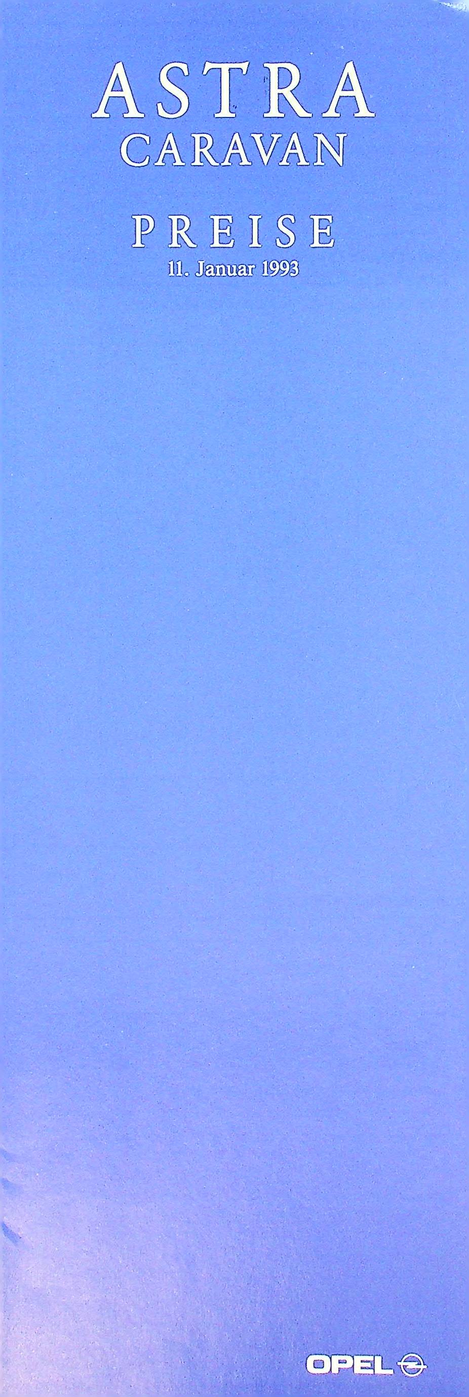 Opel Astra F Caravan - Preisliste & Extras - Prospekt 01/1993
