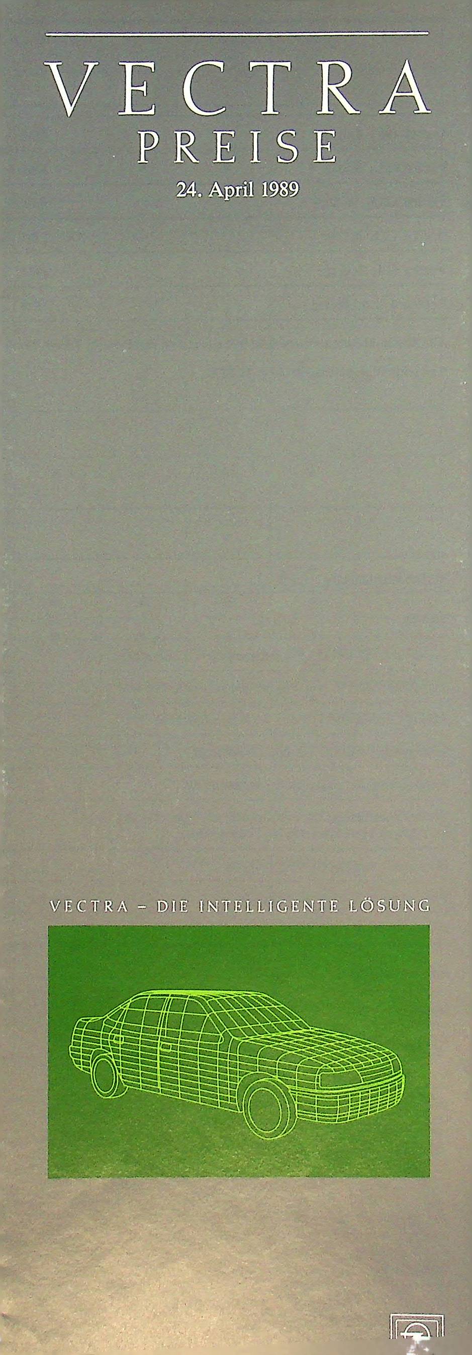 Opel Vectra A - Preisliste & Extras - Prospekt 04/1989