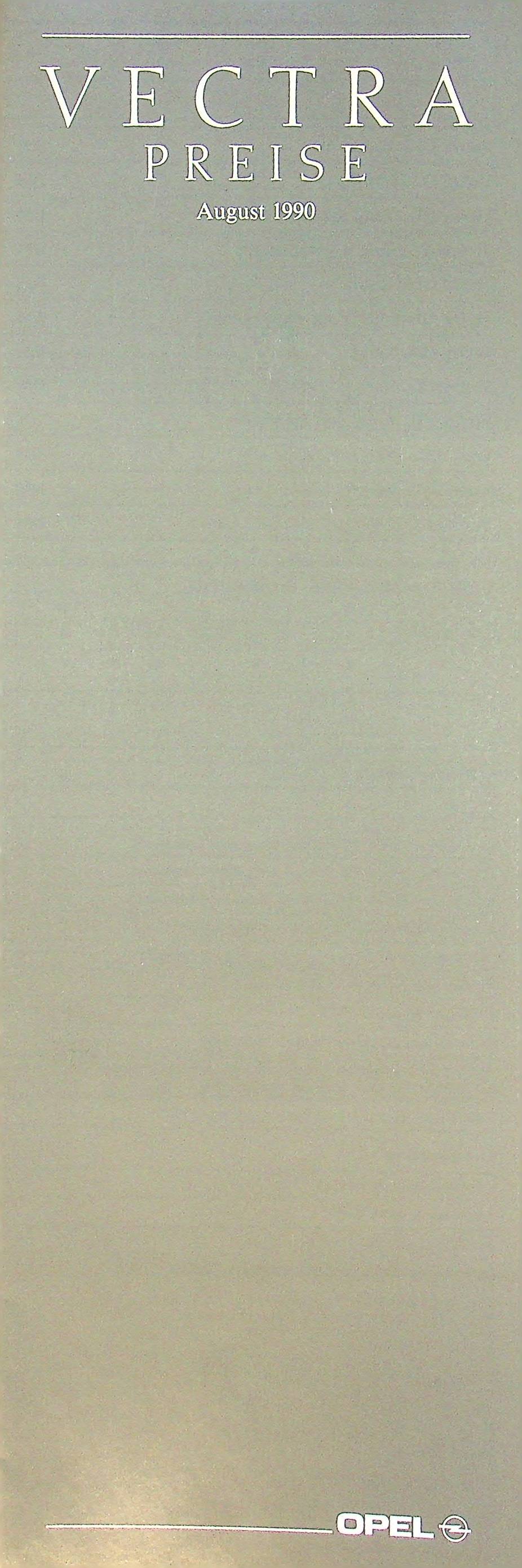 Opel Vectra A - Preisliste & Extras - Prospekt 08/1990