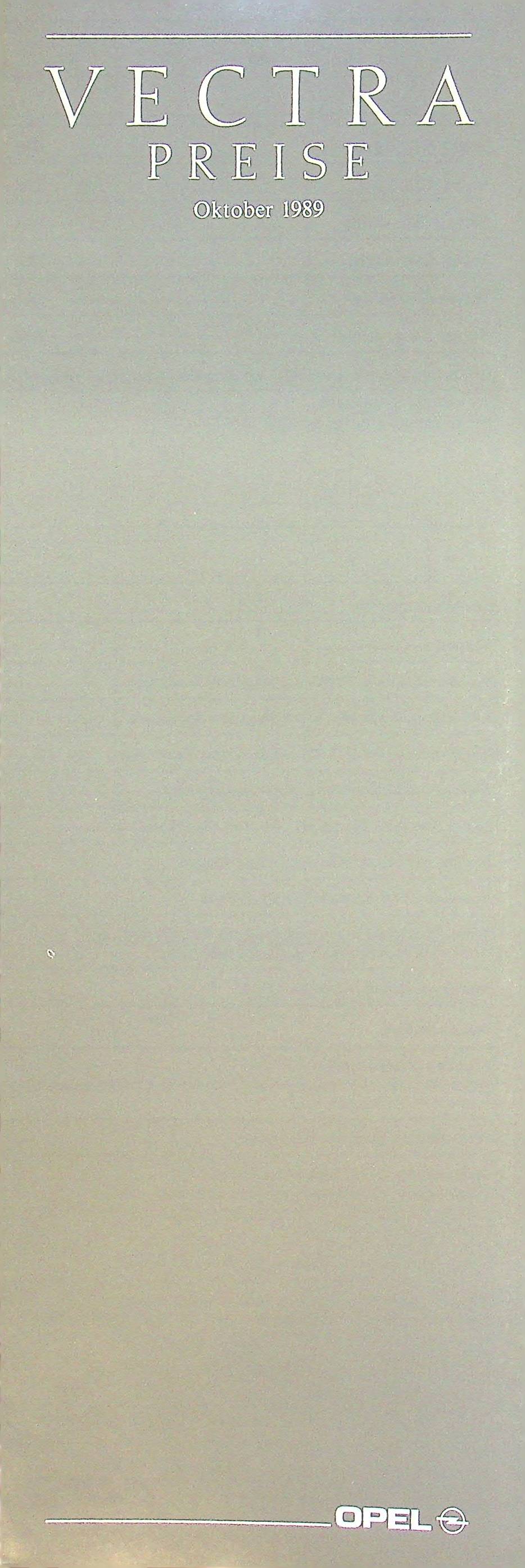Opel Vectra A - Preisliste & Extras - Prospekt 10/1989