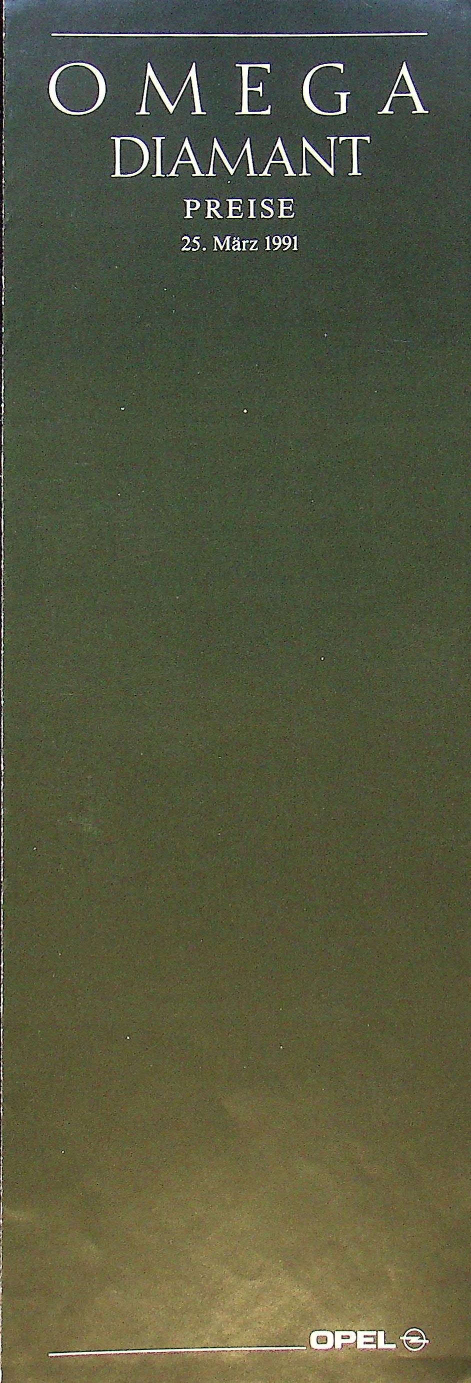Opel Omega A Diamant - Preisliste & Extras - Prospekt 03/1991