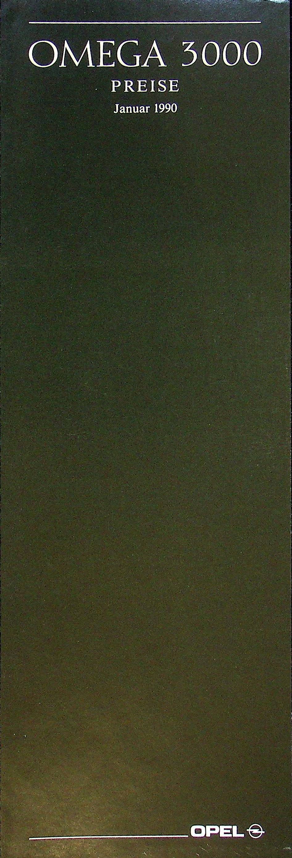 Opel Omega A 3000 - Preisliste & Extras - Prospekt 01/1990