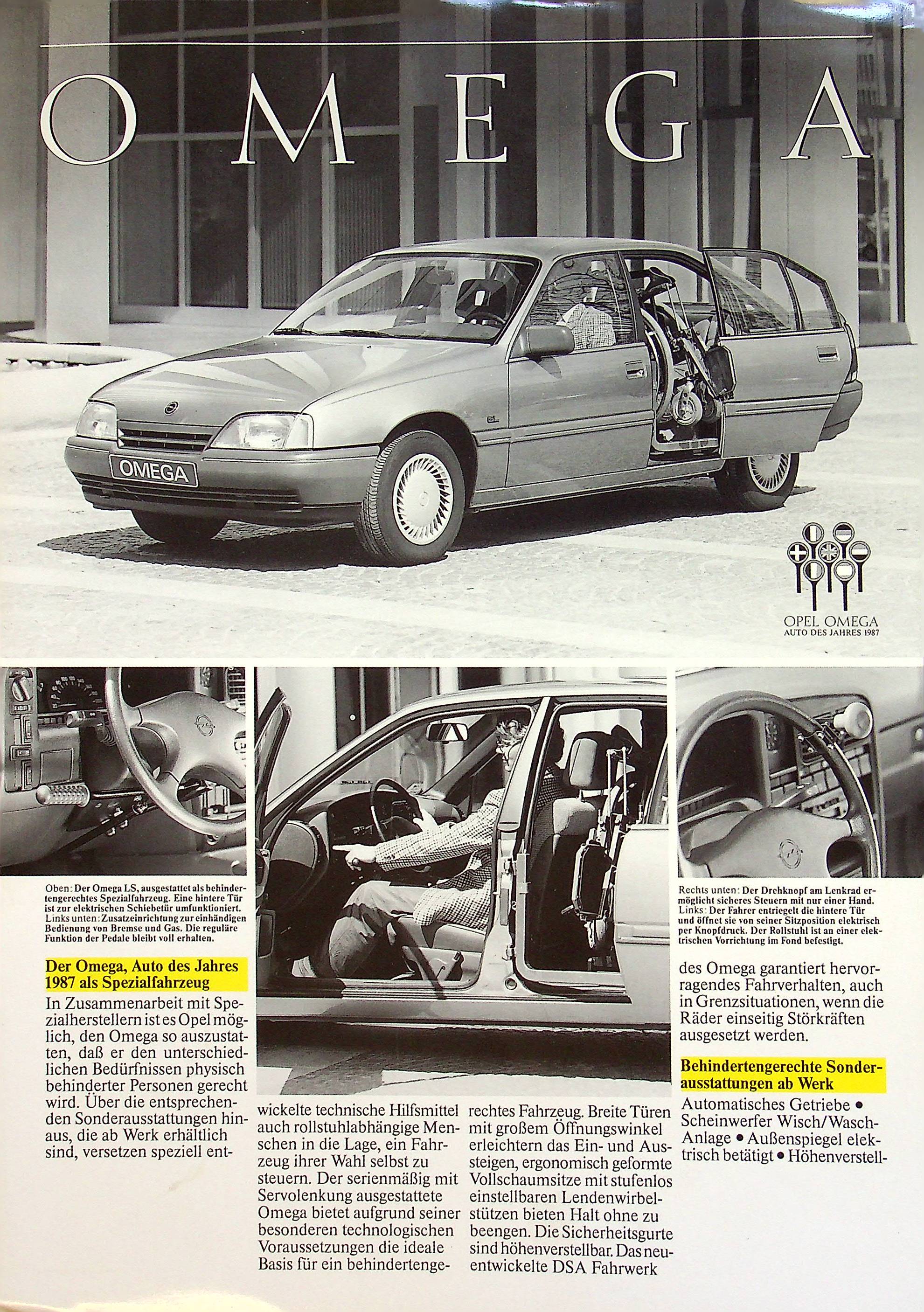 Opel Omega A - Behinderung - Prospekt 07/1987