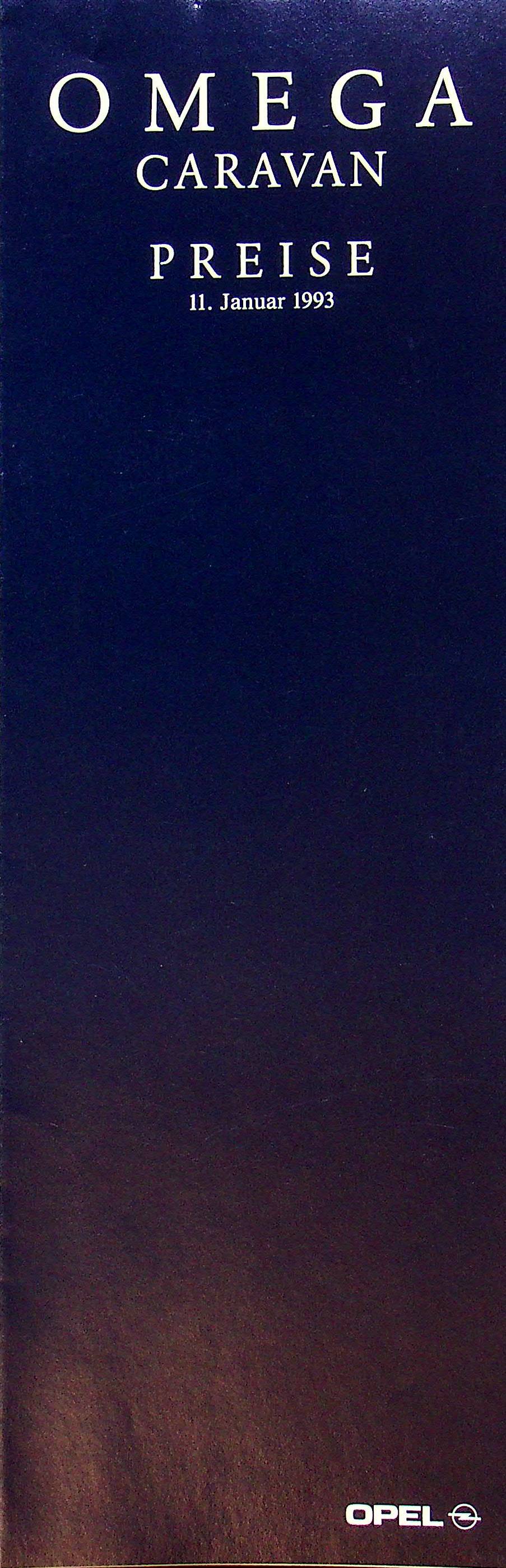 Opel Omega A Caravan - Preisliste & Extras - Prospekt 01/1993