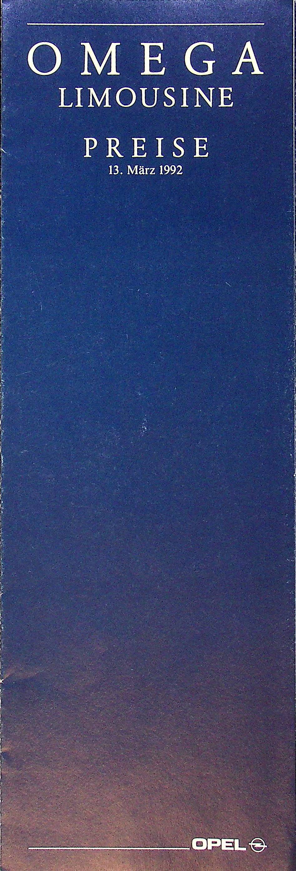 Opel Omega A - Preisliste & Extras - Prospekt 03/1992
