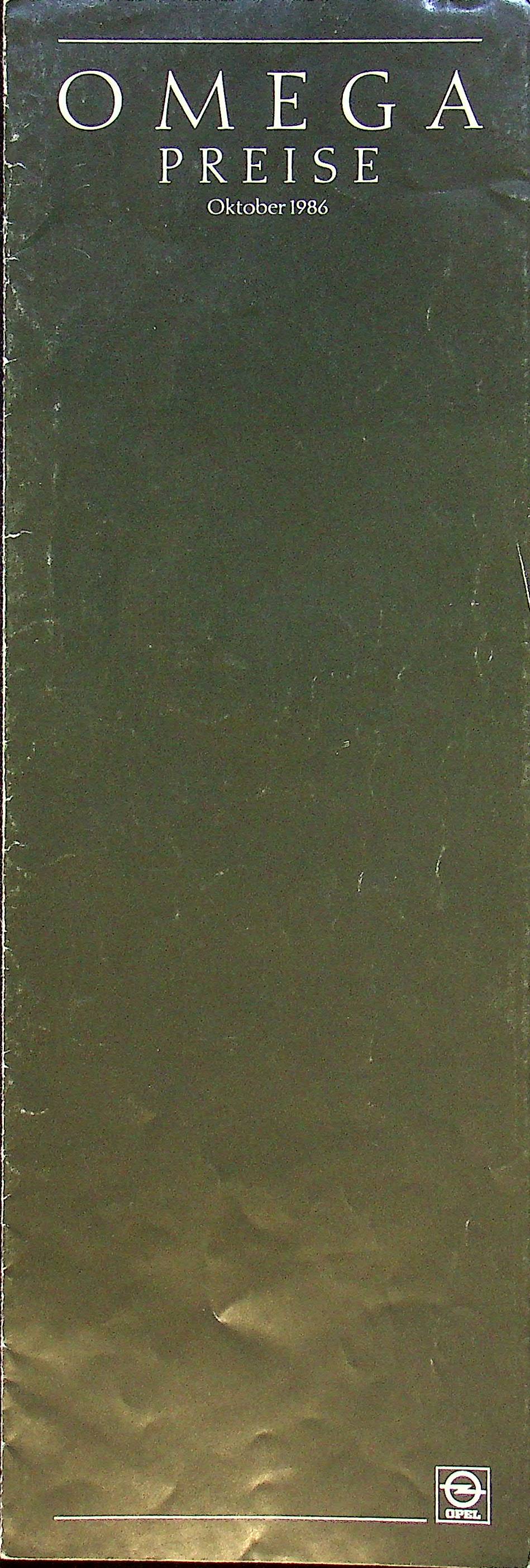 Opel Omega A - Preisliste & Extras - Prospekt 10/1986
