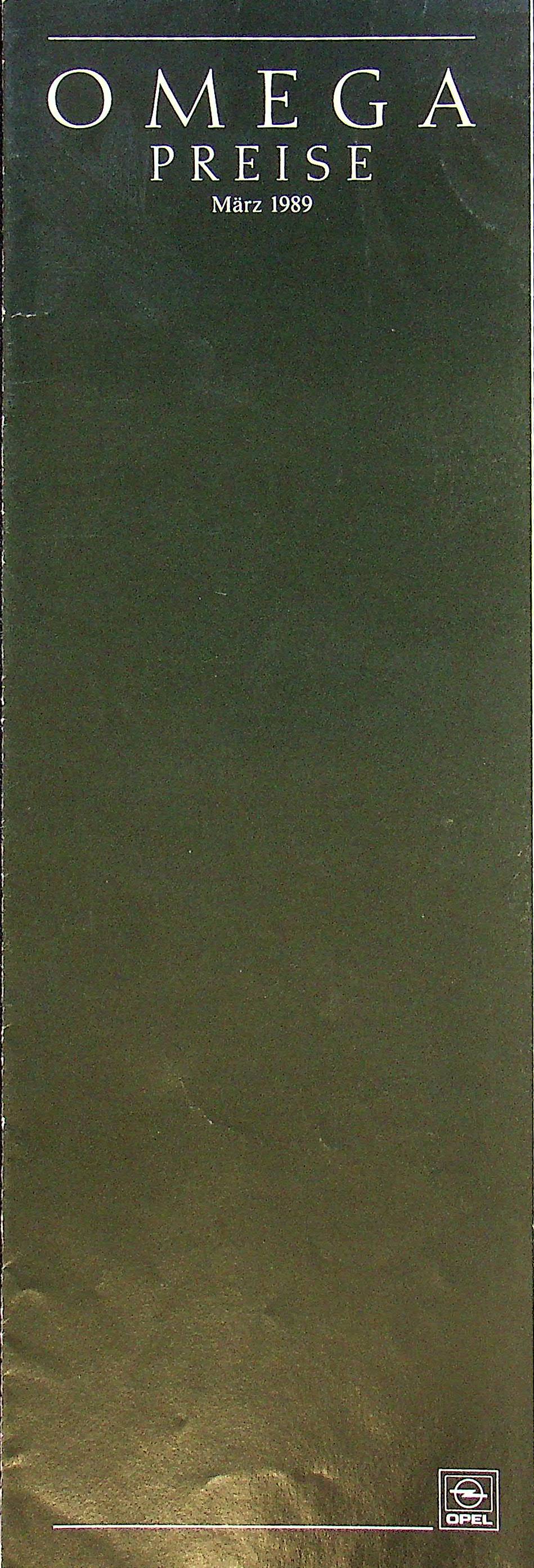Opel Omega A - Preisliste & Extras - Prospekt 03/1989
