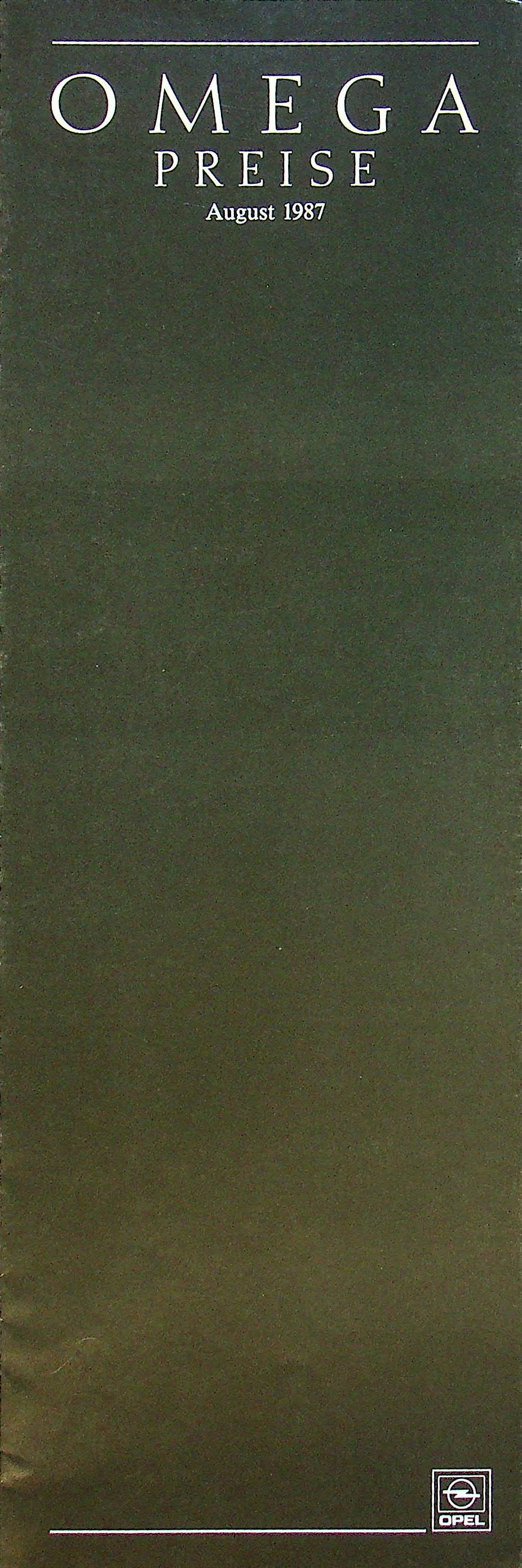 Opel Omega A - Preisliste & Extras - Prospekt 08/1987