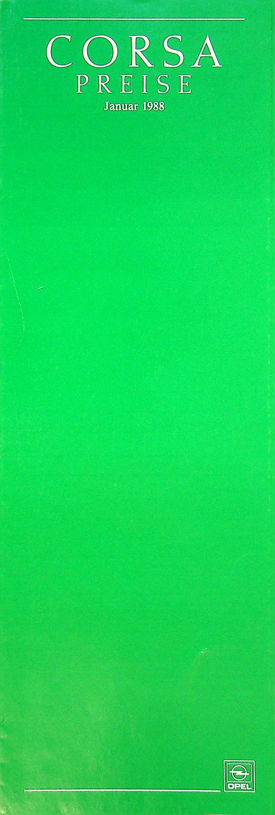 Opel Corsa A - Preisliste & Extras - Prospekt 01/1988