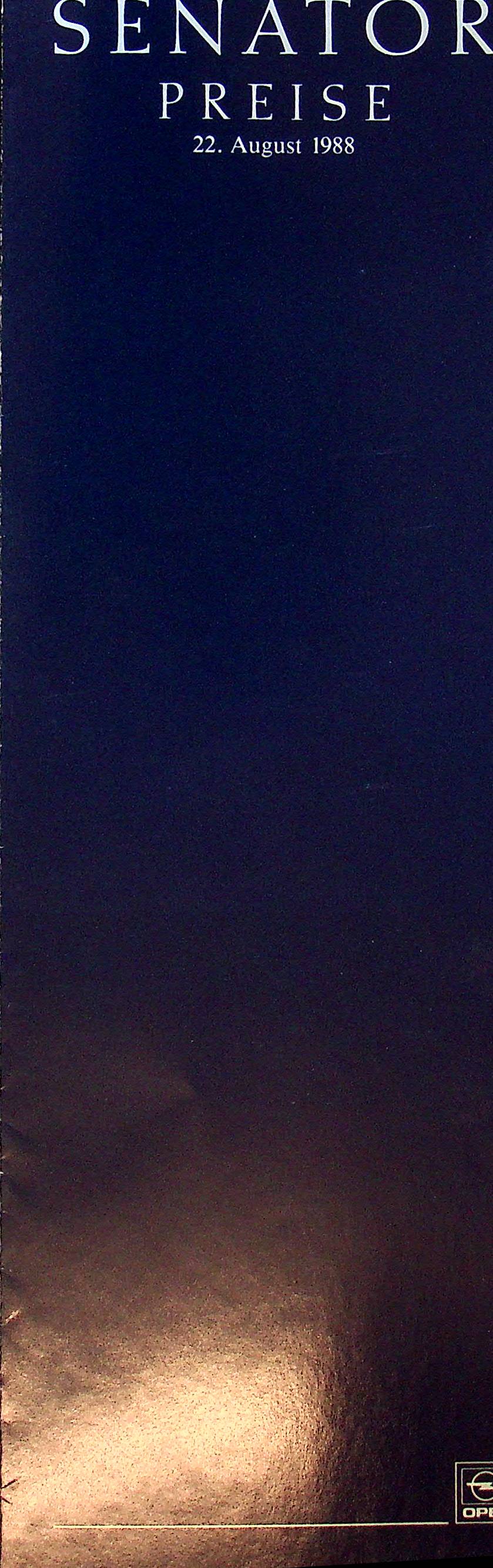 Opel Senator B - Preisliste & Extras - Prospekt 08/1988