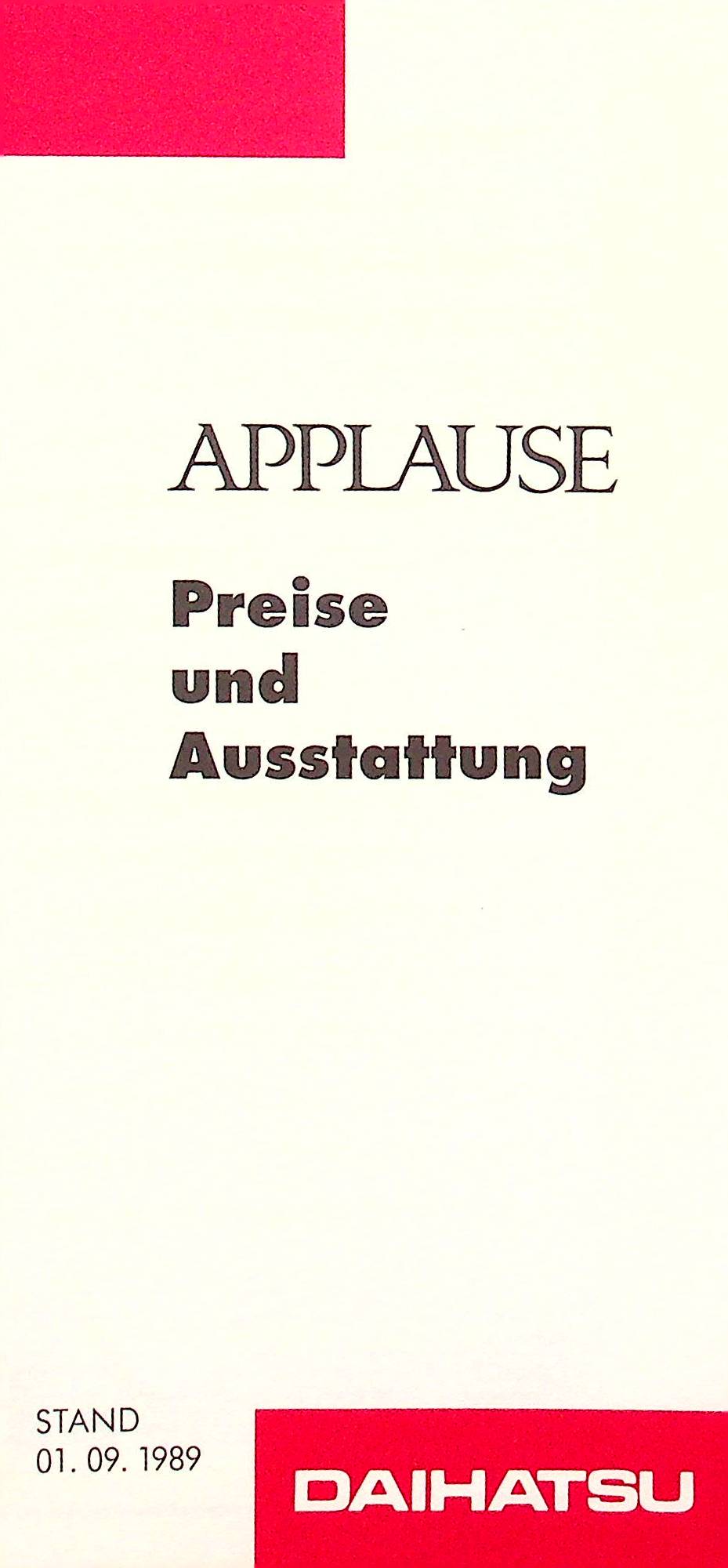 Daihatsu Applause - Preisliste & Extras - Prospekt 09/1989