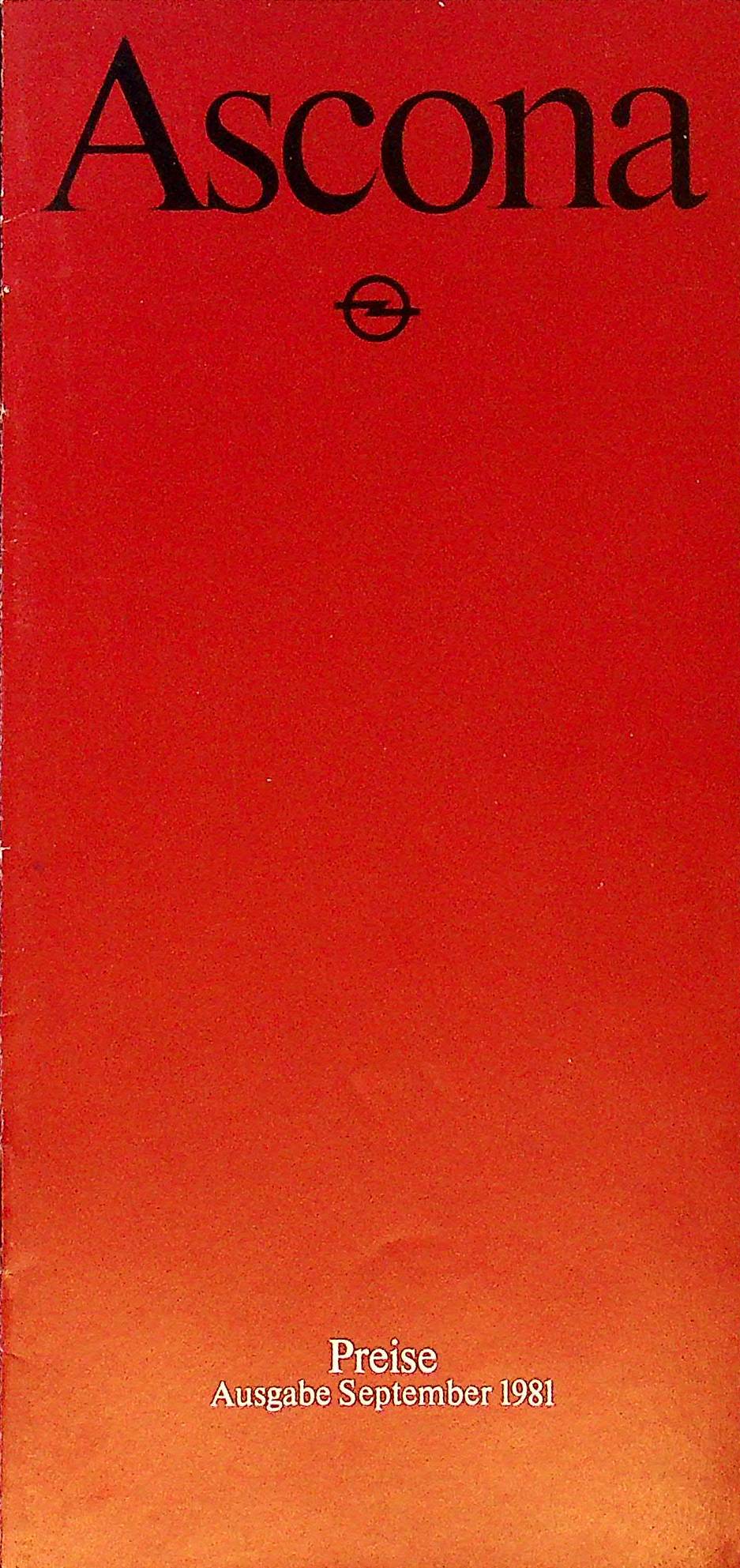 Opel Ascona - Preise & Extras - Prospekt 09/1981