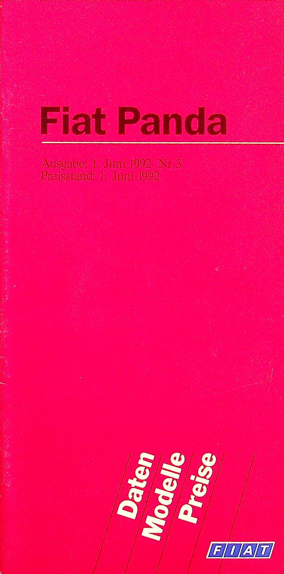 Fiat Panda - Preisliste & Extras - Prospekt 06/1992
