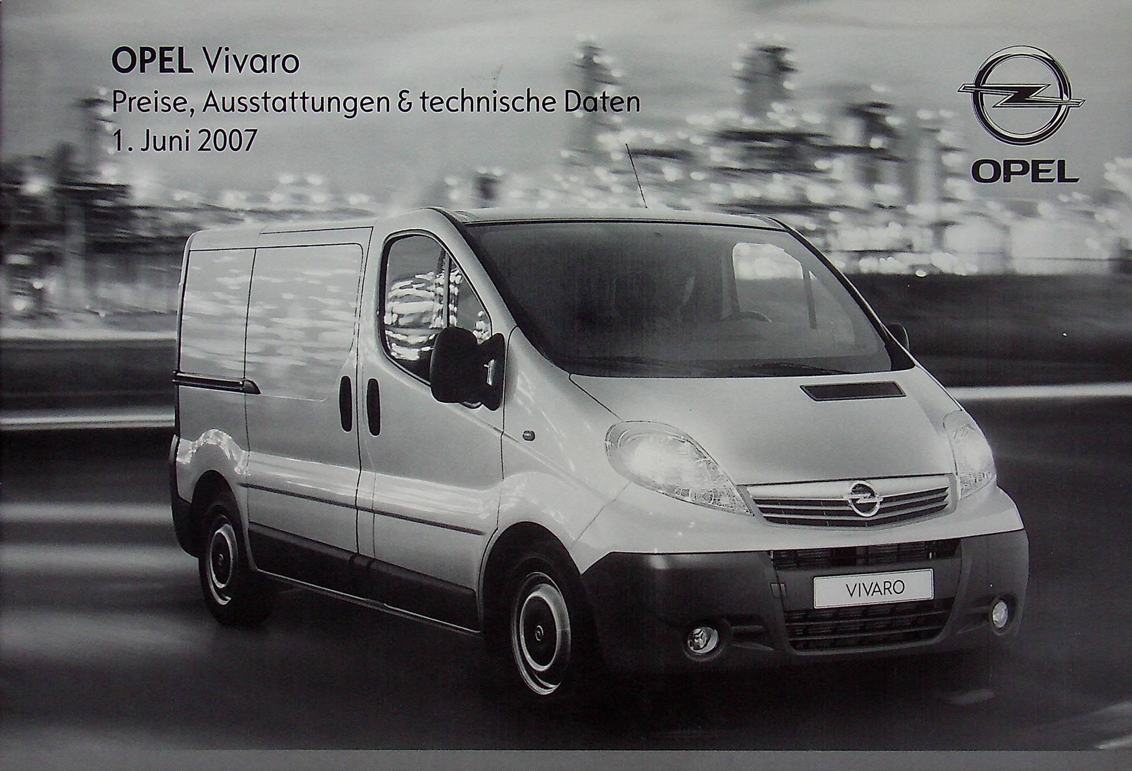 Opel Vivaro - Preisliste & Extras - Prospekt 06/2007