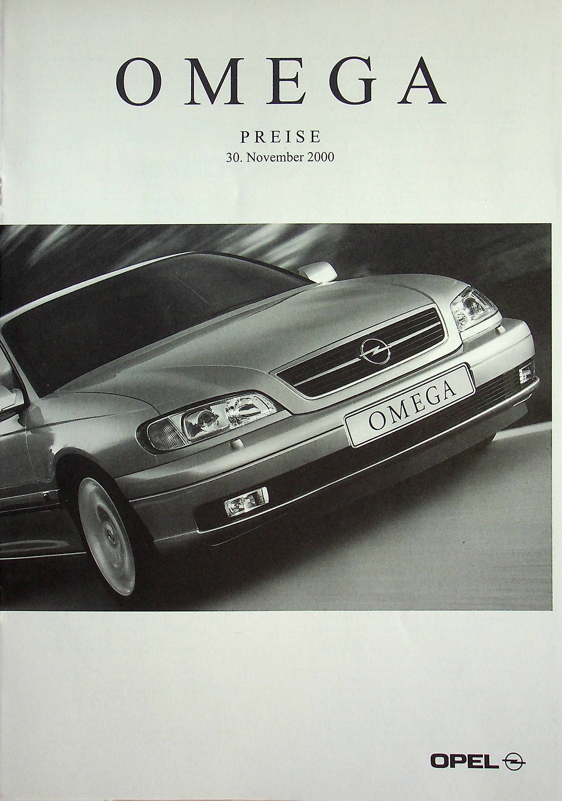 Opel Omega B - Preisliste & Extras - Prospekt 11/2000