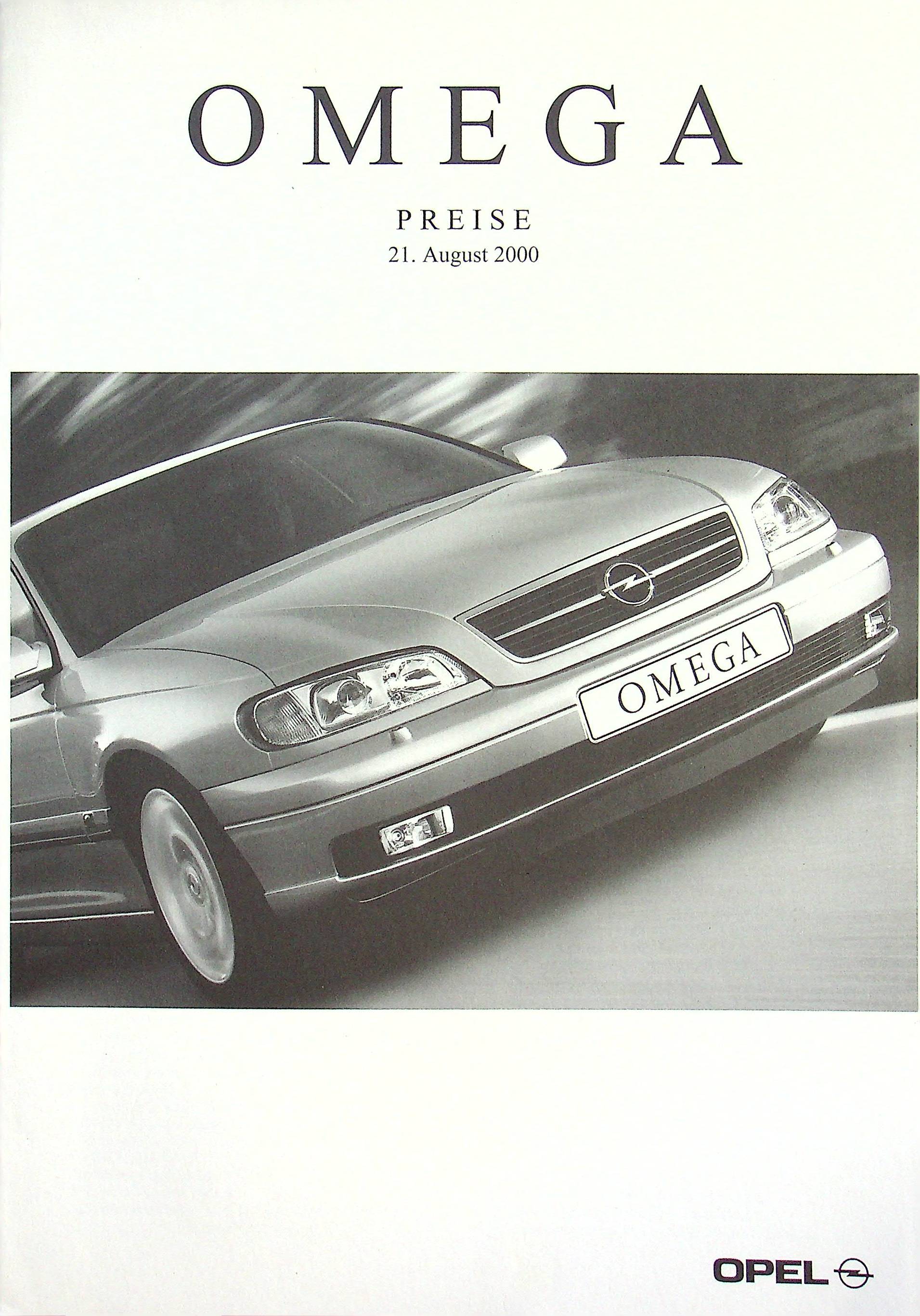 Opel Omega B - Preisliste & Extras - Prospekt 08/2000