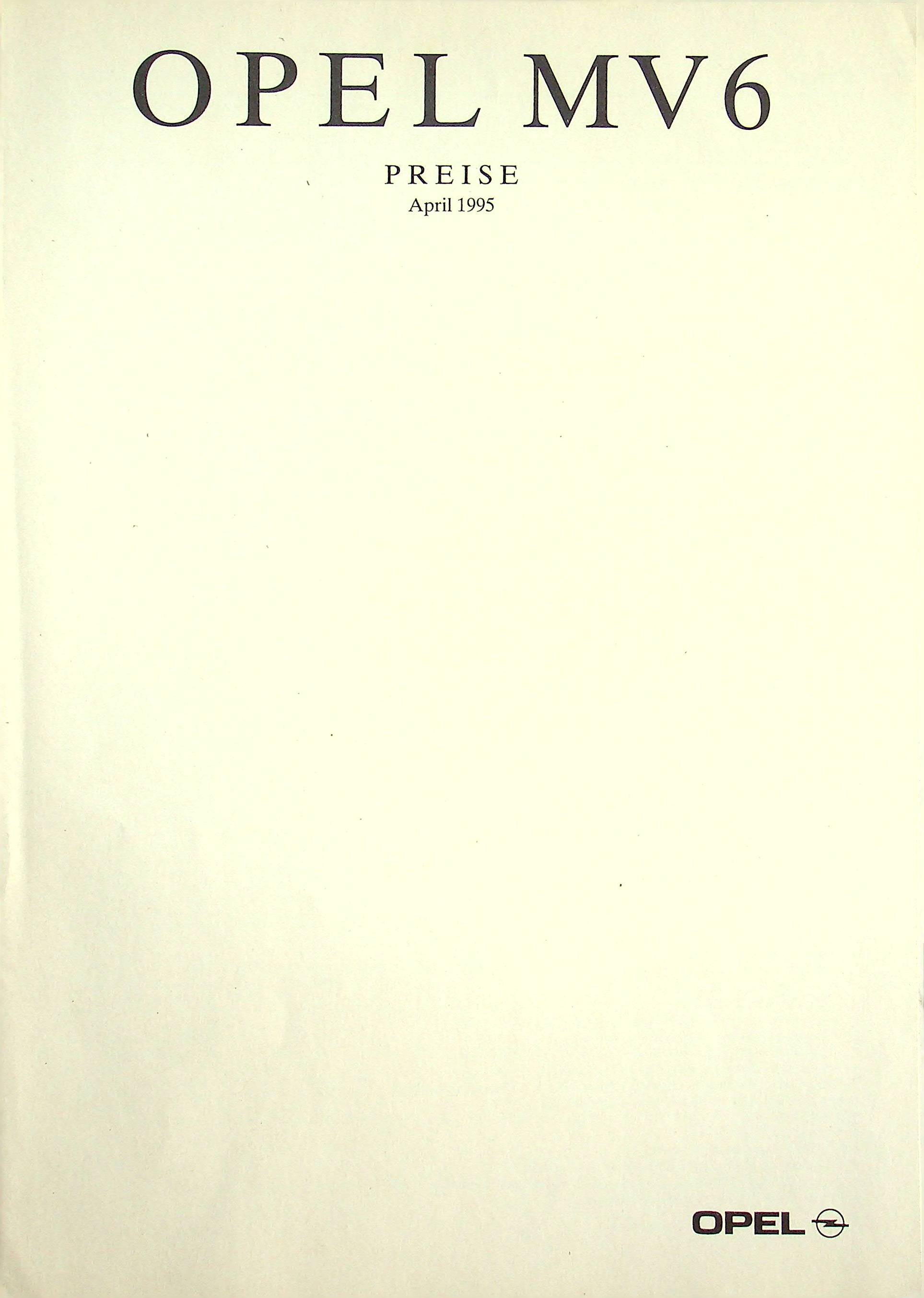 Opel Omega B MV6 - Preisliste & Extras - Prospekt 04/1995