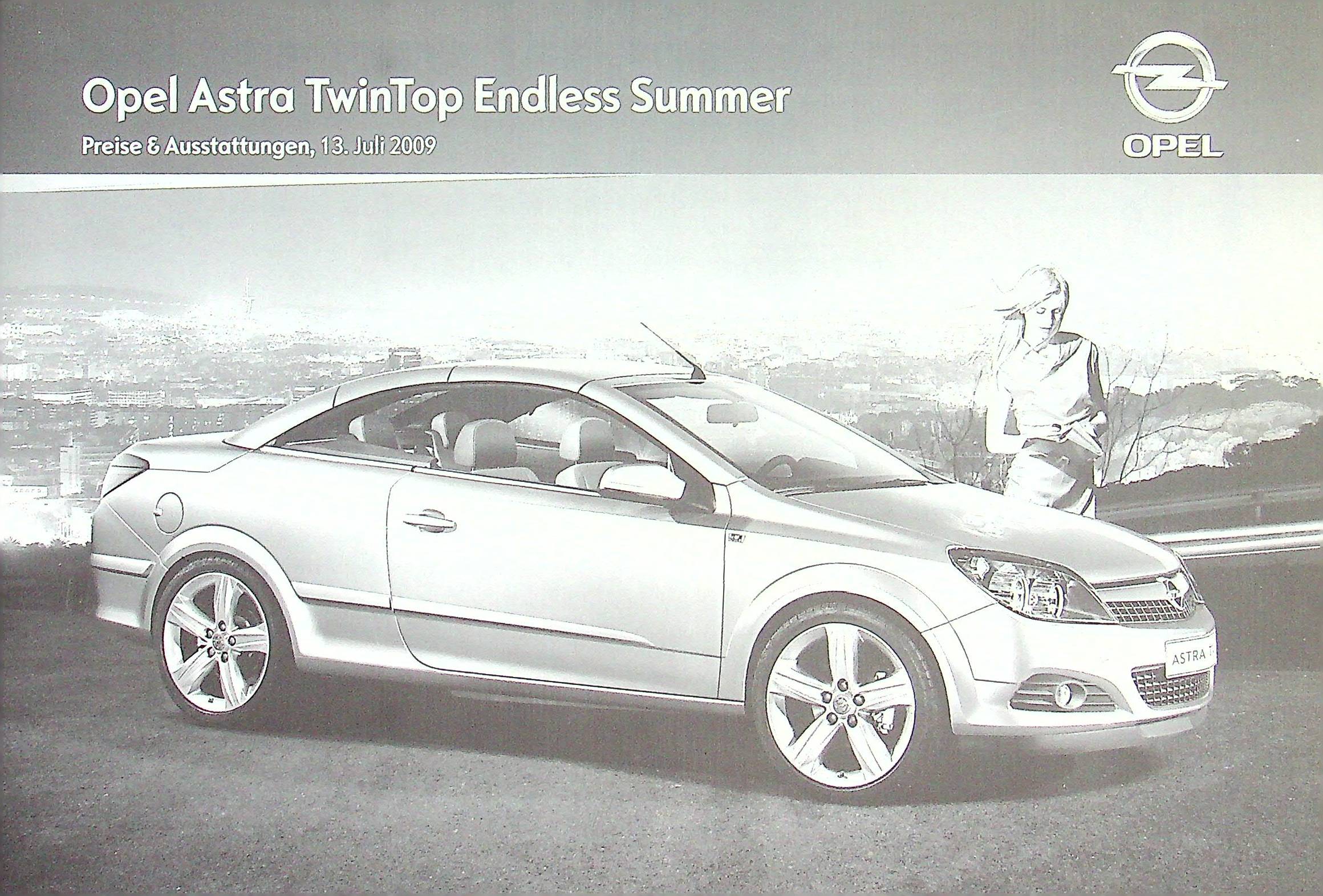 Opel Astra TwinTop E Summer - Preisliste - Prospekt 07/2009