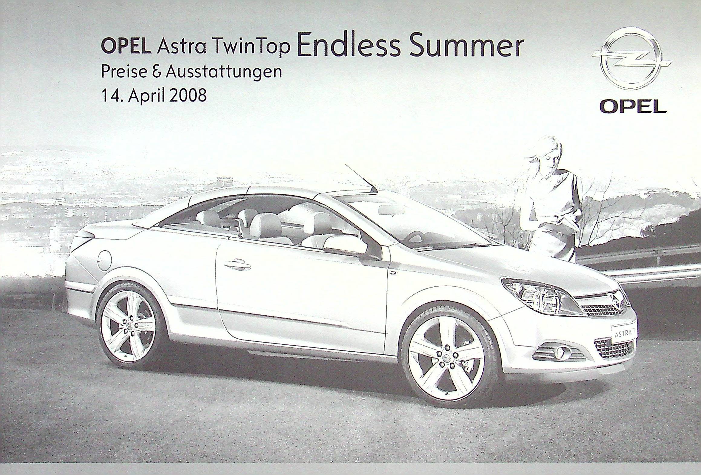 Opel Astra TwinTop E Summer - Preisliste - Prospekt 04/2008