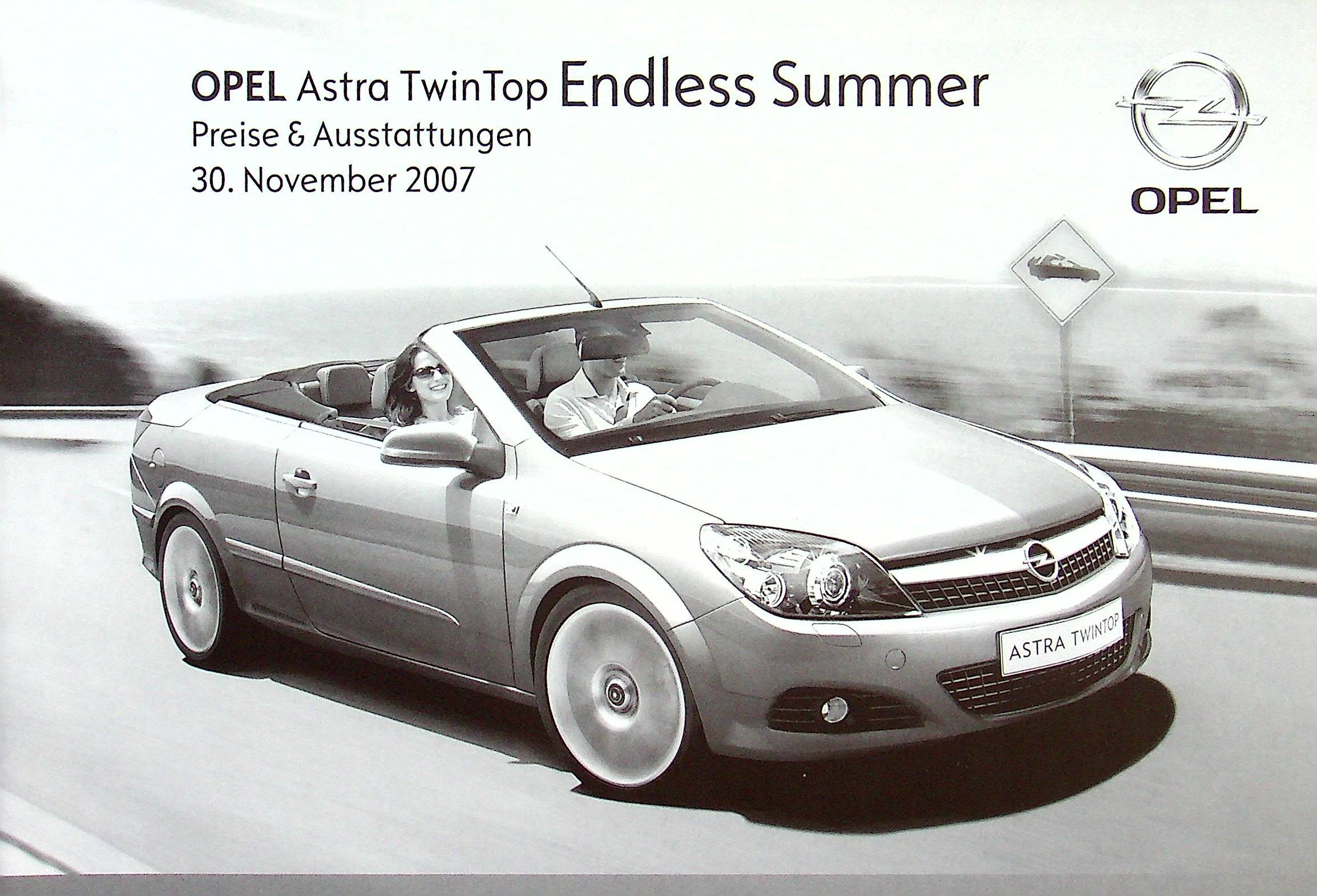 Opel Astra TwinTop E Summer - Preisliste - Prospekt 11/2007