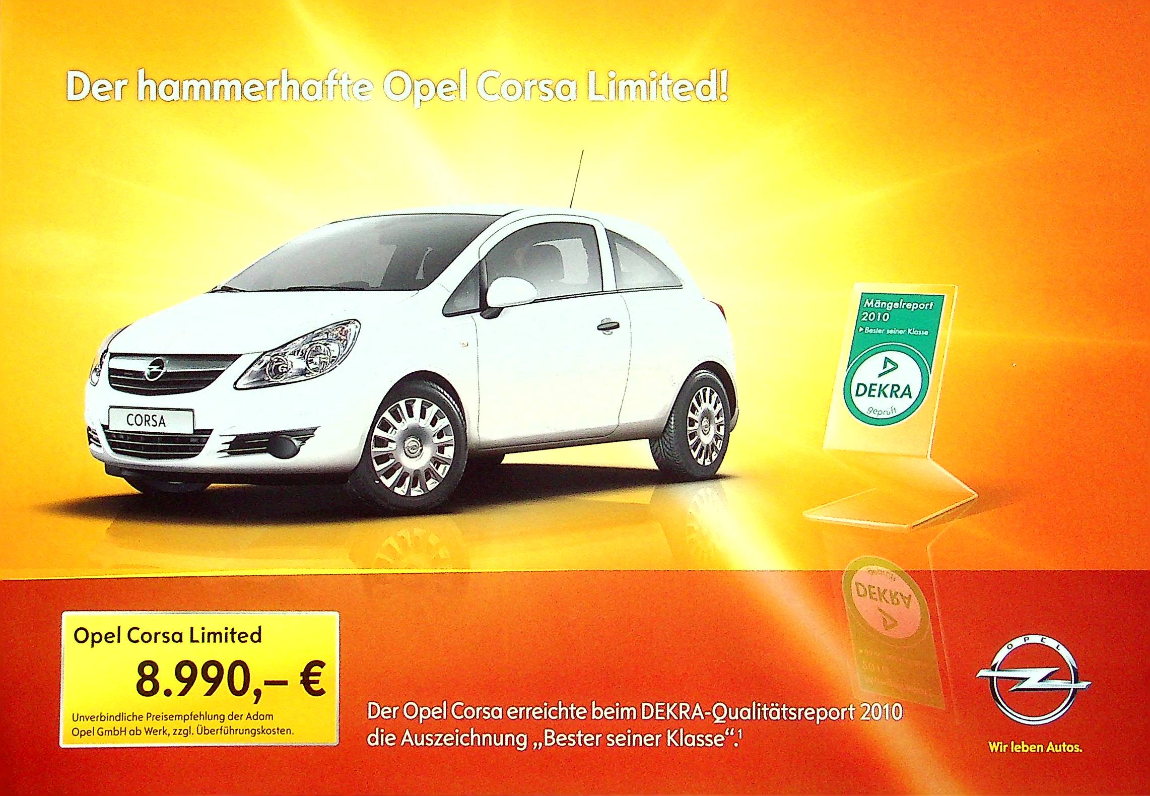 Opel Corsa D - Limited - Prospekt 09/2010