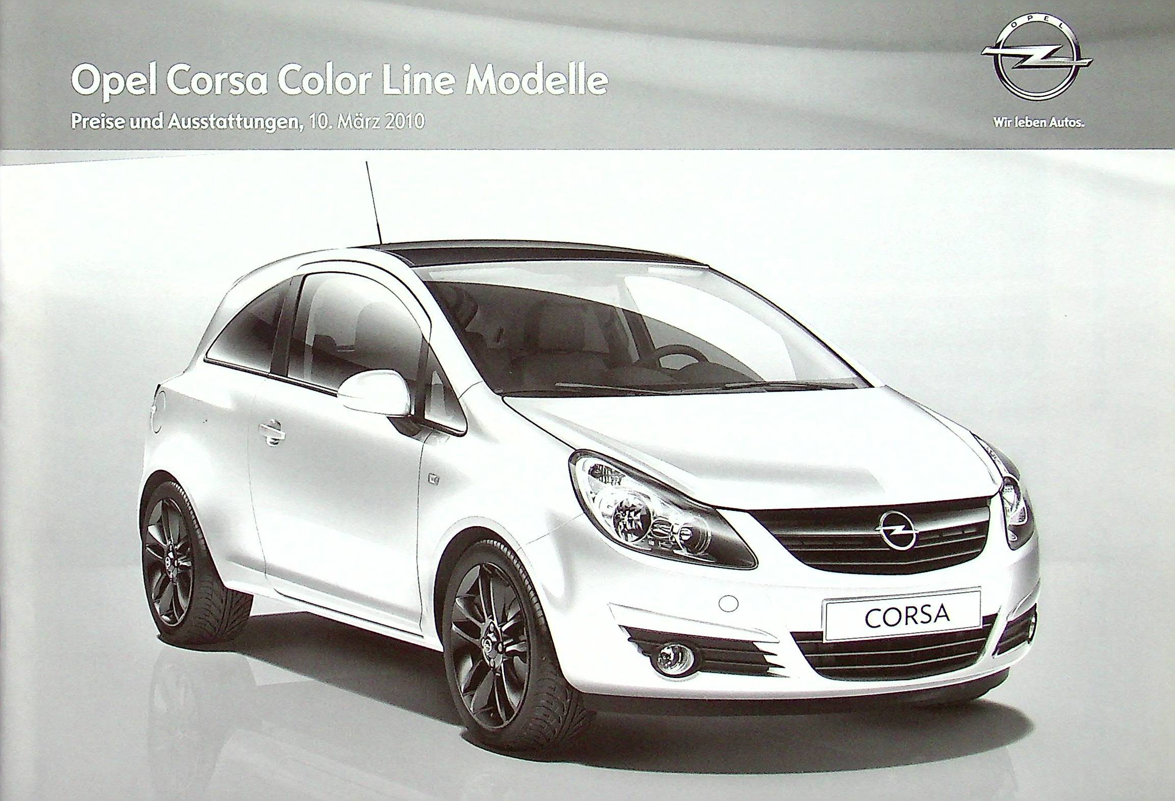 Opel Corsa D - Color Line - Preisliste & Extras - Prospekt 03/2010