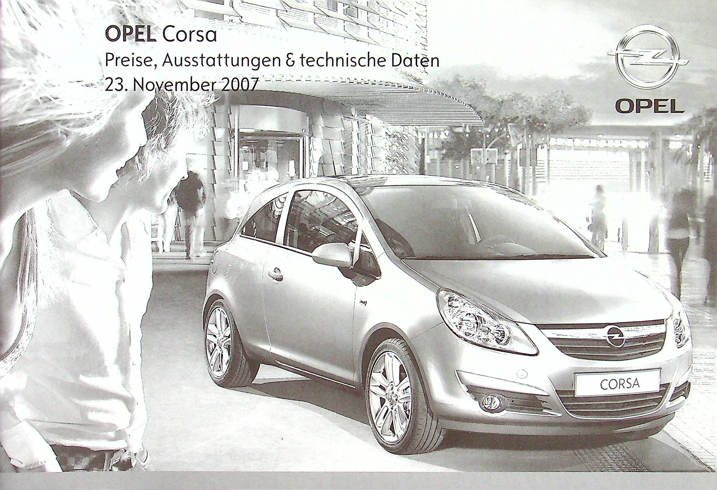Opel Corsa D - Preisliste & Extras - Prospekt 11/2007