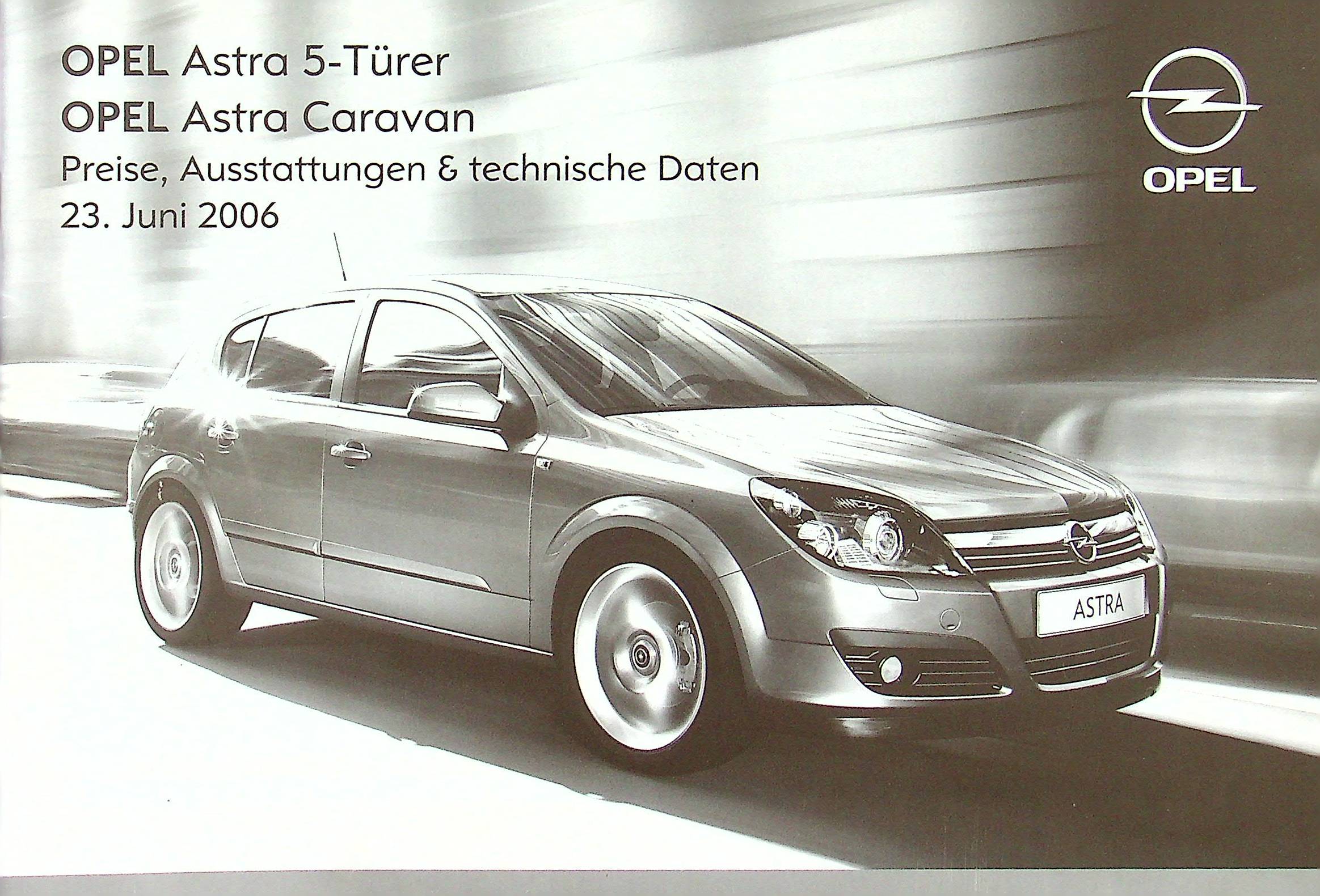 Opel Astra H - Preisliste & Extras - Prospekt 06/2006